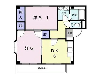 カーサ・シゲル(2DK/2階)の間取り写真