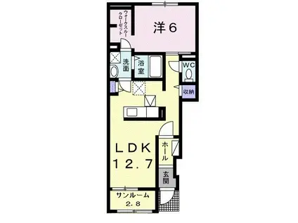 ファミーユ 川南(1LDK/1階)の間取り写真