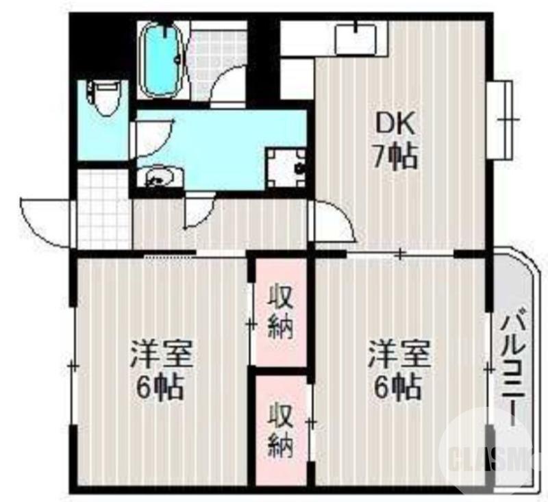 GREEN鳳(2DK/1階)の間取り写真