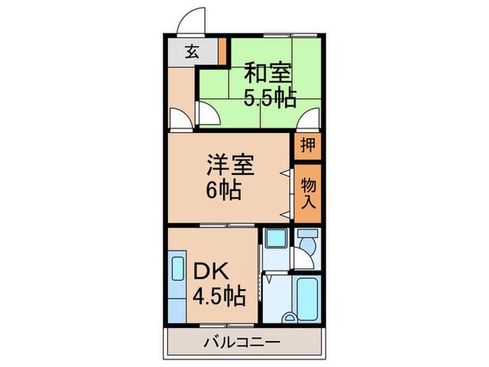 高丸マンション(2DK/4階)の間取り写真