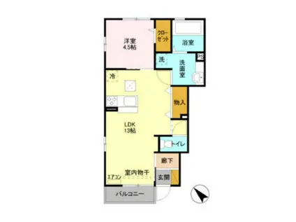 レジデンスカナンC(1LDK/1階)の間取り写真