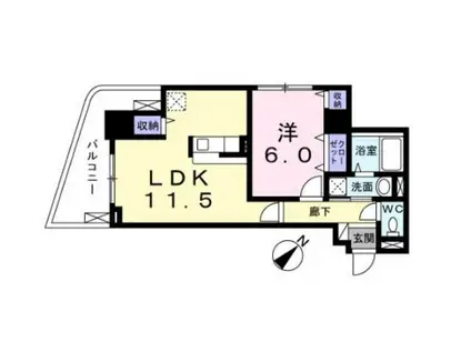 パーク スクエア(1LDK/6階)の間取り写真