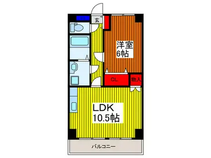 セゾンミヤ(1LDK/2階)の間取り写真