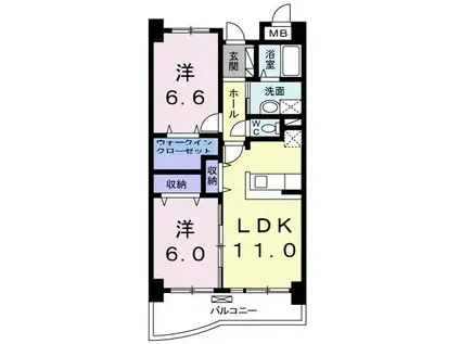 パーシモン(2LDK/3階)の間取り写真