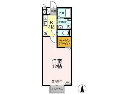 リベルテ月曜館(1K/2階)の間取り写真