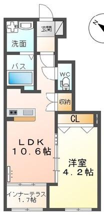 パステルリリィ(1LDK/1階)の間取り写真