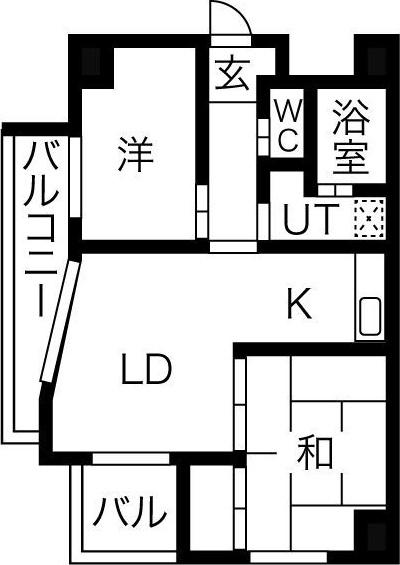 ライフ野江(2LDK/4階)の間取り写真