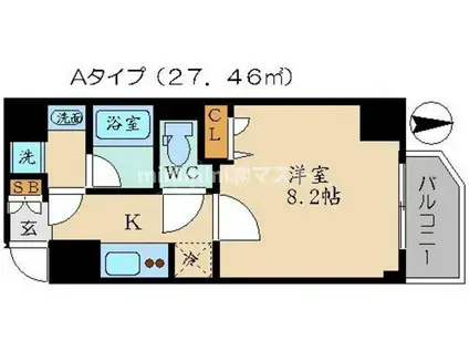 エスライズ東天満(1K/4階)の間取り写真