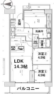 アクティ目黒駅前2棟(3LDK/1階)の間取り写真