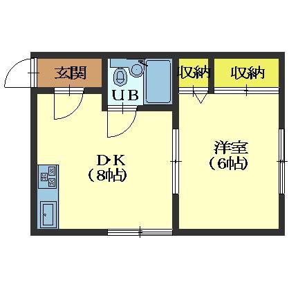 クレスト北美原(1DK/2階)の間取り写真