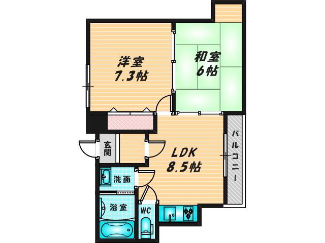 クイーンライフ巽(2DK/4階)の間取り写真