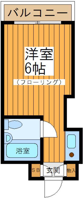 ペガサスマンション経堂(ワンルーム/1階)の間取り写真