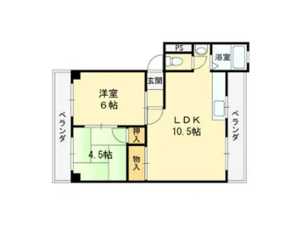 パ-ルコートタナカ(2LDK/3階)の間取り写真