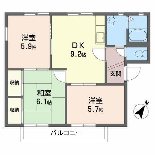 ガーデンタウン清水(3DK/1階)の間取り写真