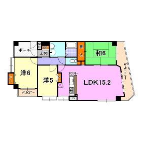 サンビルダー北野弐番館(3LDK/9階)の間取り写真