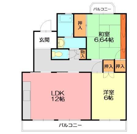 アメニティ高麗(2LDK/2階)の間取り写真