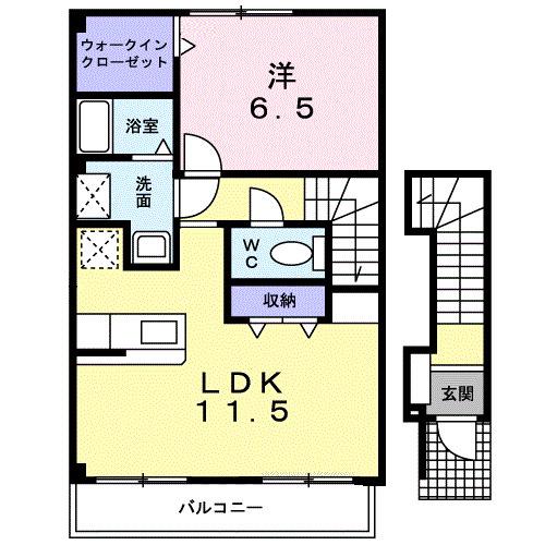 ニルヴァーナ・ビエンネ(1LDK/2階)の間取り写真