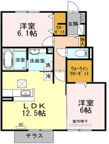 ＪＲ高徳線 佐古駅 徒歩11分 2階建 築12年(2LDK/1階)の間取り写真