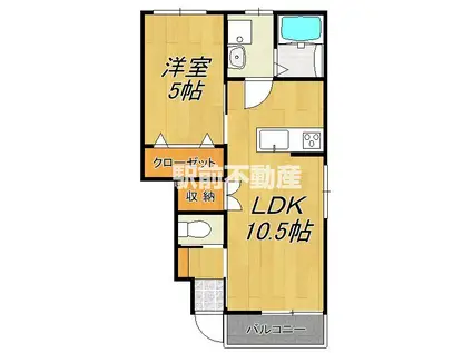 エスカレント上峰II(1LDK/1階)の間取り写真