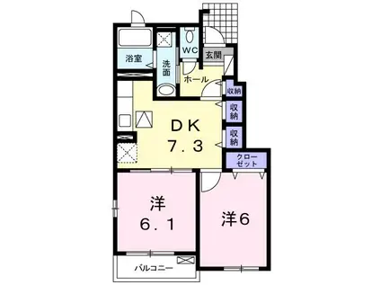 メゾン・ド・ブリアンC(2DK/1階)の間取り写真