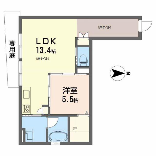 アランチアMK(1LDK/1階)の間取り写真