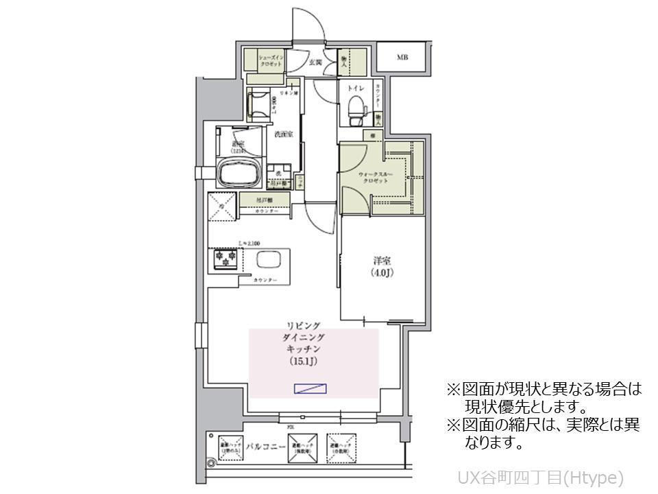 アーバネックス谷町四丁目(1LDK/7階)の間取り写真