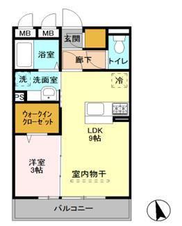 ヴィルクレール I(1LDK/3階)の間取り写真