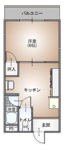 パンデュール弁財天(1DK/3階)の間取り写真