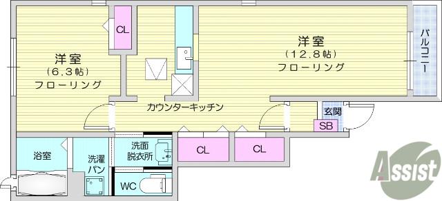 エクセレント・ジールⅠ(1LDK/1階)の間取り写真