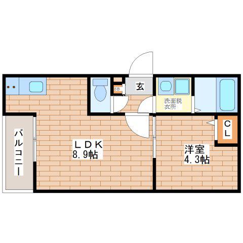 アークティカ小路(1LDK/3階)の間取り写真