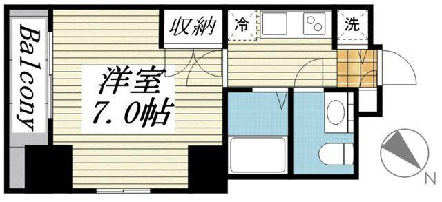 メゾンドヴィレ勝どき(1K/11階)の間取り写真