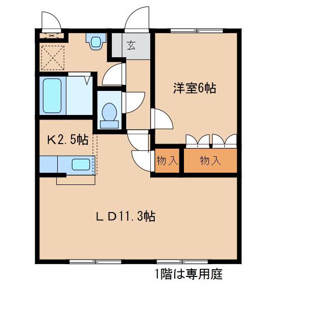 アイリスハイム(1LDK/1階)の間取り写真