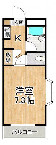 ロアール尾崎(1K/1階)の間取り写真