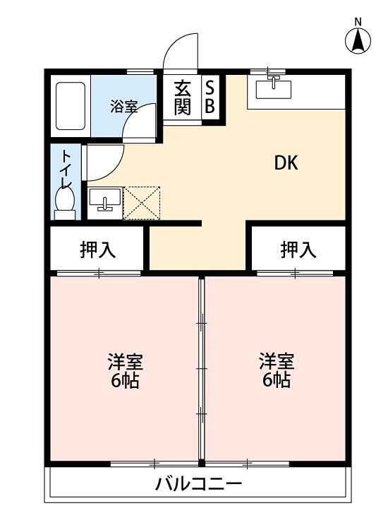 ピーチハウス(2DK/1階)の間取り写真