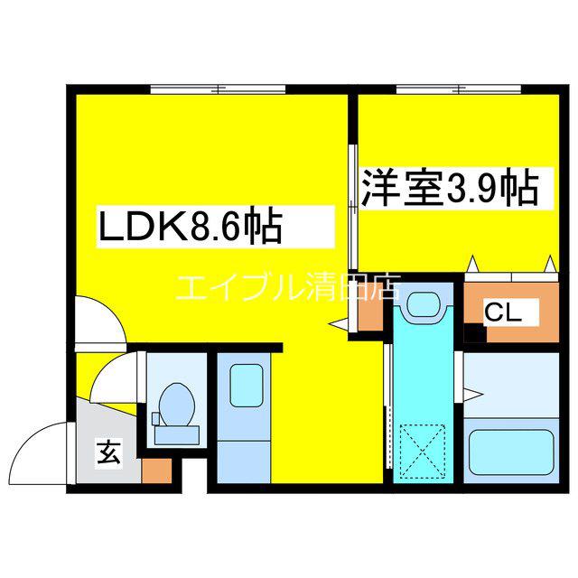 マリオット共栄町(1LDK/2階)の間取り写真