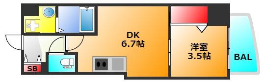 セレニテ堺筋本町SUD(1DK/7階)の間取り写真
