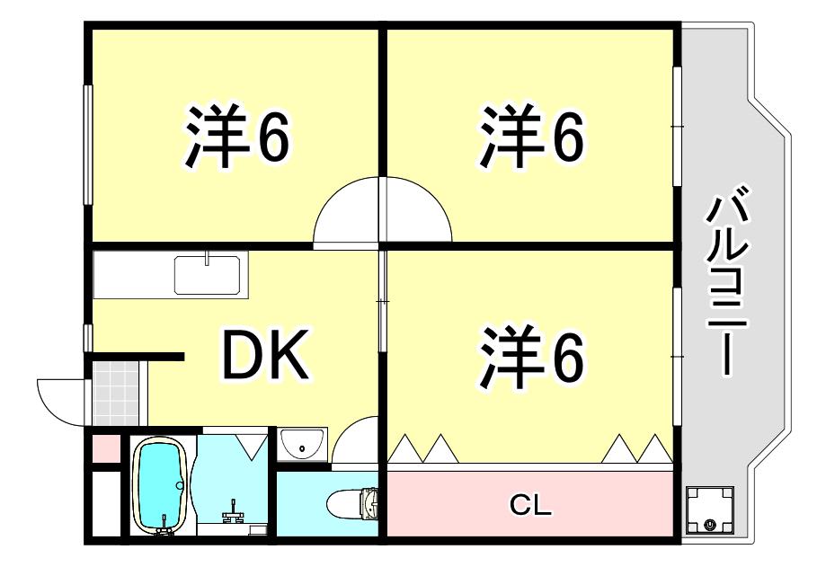 キャピタルビルド(3DK/3階)の間取り写真