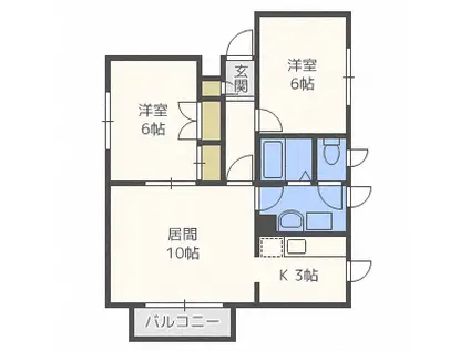 トリオ383(2LDK/3階)の間取り写真