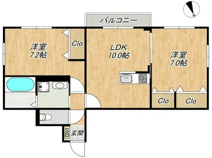 CENTRAL VILLA K(2LDK/3階)の間取り写真