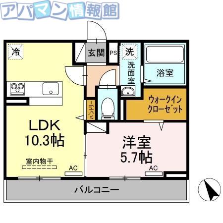 エルフォルク(1LDK/2階)の間取り写真