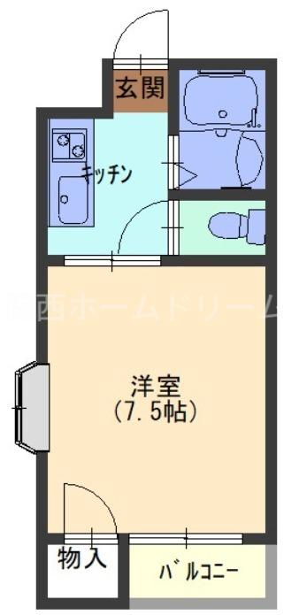 メゾンシーパレス(1K/4階)の間取り写真