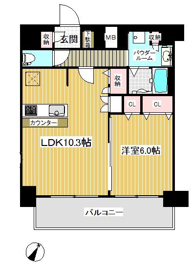 プレサンス三宮ルミネス(1LDK/12階)の間取り写真
