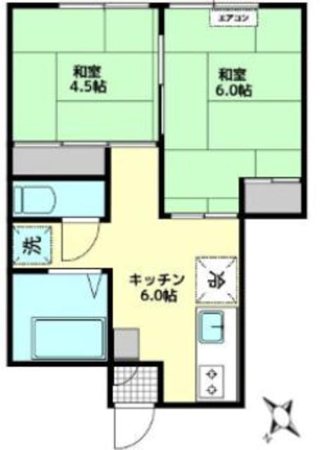 上原コーポ(2DK/1階)の間取り写真