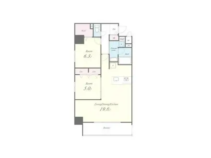 グラン クレイエル 両国(2LDK/7階)の間取り写真