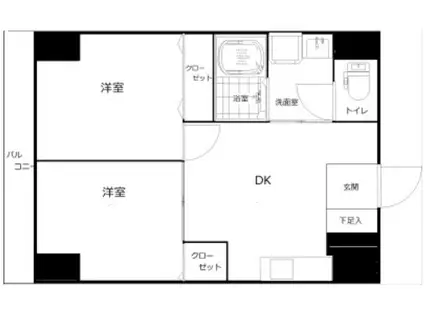 サンモール東池袋(2DK/6階)の間取り写真