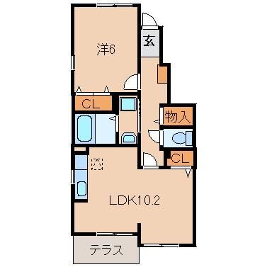 シャン・ノール XII(1LDK/1階)の間取り写真