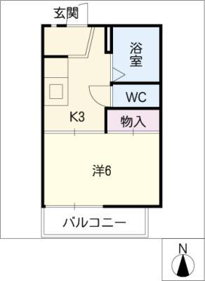 コーポパイナリーII(1K/1階)の間取り写真