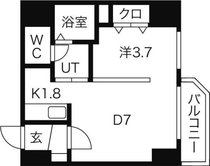 レジデンスタワー札幌(1LDK/10階)の間取り写真