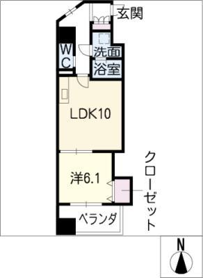 カスタリア志賀本通(1LDK/13階)の間取り写真