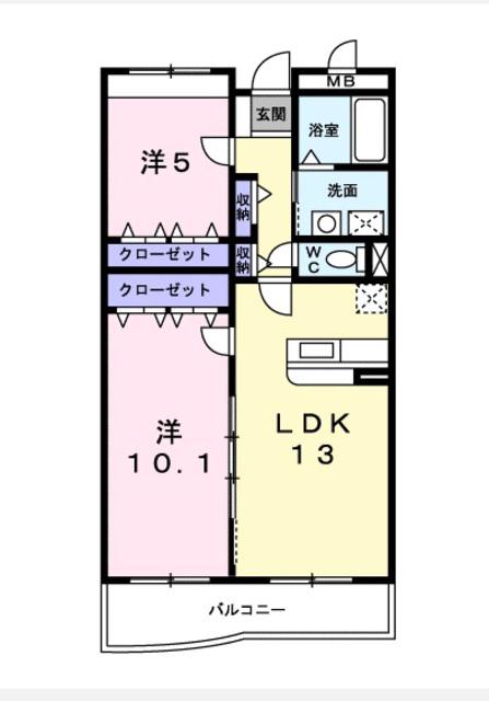 フォーラム城ヶ岡参番館(2LDK/3階)の間取り写真
